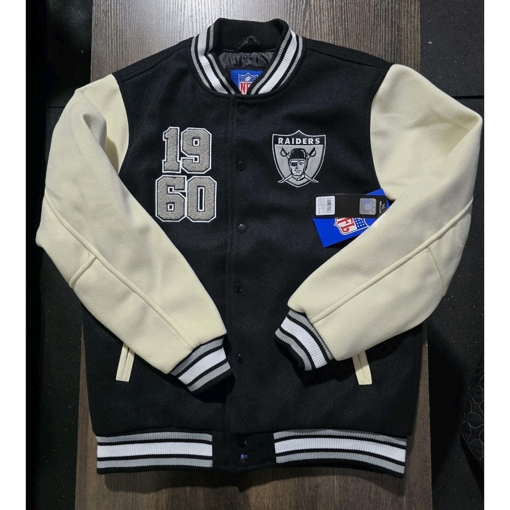 NFL Oakland Raiders Varsity Style Bomber Jacket Mens Size Medium